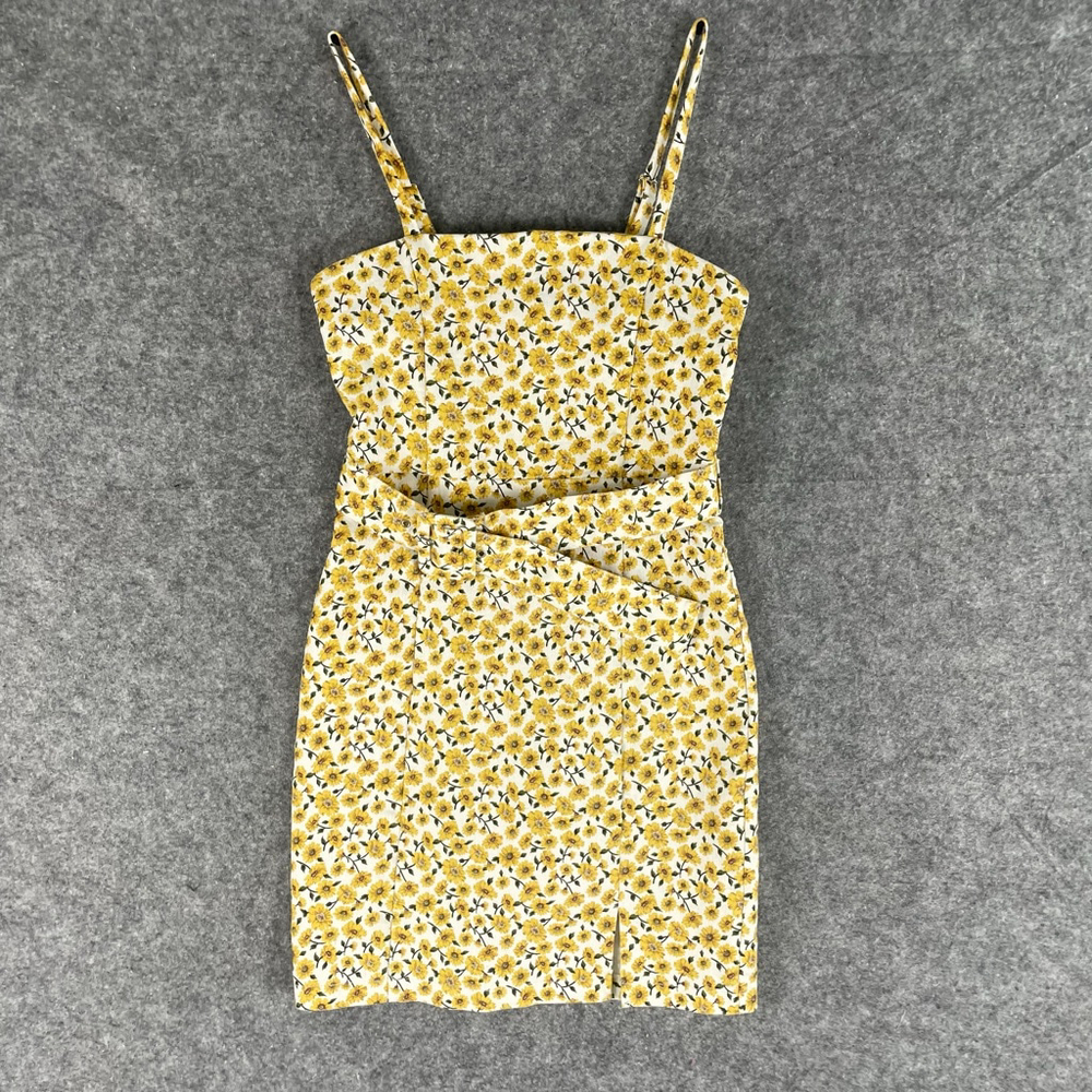Forever 21 Sunflower Floral Mini Dress w/ Belt Yellow 90s Cottagecore Small - Picture 2 of 13